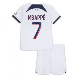 Paris Saint-Germain Fotballdrakt Barn Kylian Mbappe #7 Bortedrakt 2023-24 Kortermet (+ Korte bukser)