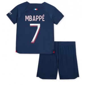 Paris Saint-Germain Fotballdrakt Barn Kylian Mbappe #7 Hjemmedrakt 2023-24 Kortermet (+ Korte bukser)