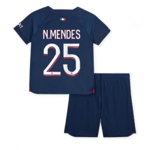 Paris Saint-Germain Fotballdrakt Barn Nuno Mendes #25 Hjemmedrakt 2023-24 Kortermet (+ Korte bukser)