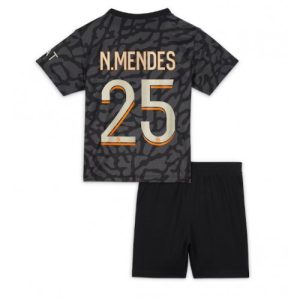 Paris Saint-Germain Fotballdrakt Barn Nuno Mendes #25 Tredjedrakt 2023-24 Kortermet (+ Korte bukser)