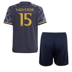 Real Madrid Fotballdrakt Federico Valverde #15 Bortedrakt Barn 2023-24 Kortermet (+ Korte bukser)