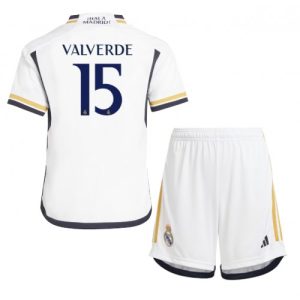 Real Madrid Fotballdrakt Federico Valverde #15 Hjemmedrakt Barn 2023-24 Kortermet (+ Korte bukser)