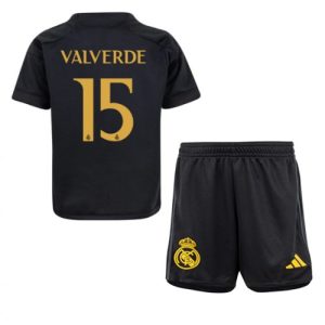 Real Madrid Fotballdrakt Federico Valverde #15 Tredjedrakt Barn 2023-24 Kortermet (+ Korte bukser)