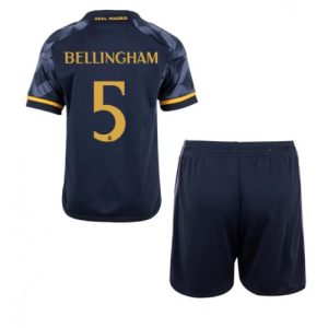Real Madrid Fotballdrakt Jude Bellingham #5 Bortedrakt Barn 2023-24 Kortermet (+ Korte bukser)