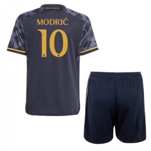 Real Madrid Fotballdrakt Luka Modric #10 Bortedrakt Barn 2023-24 Kortermet (+ Korte bukser)