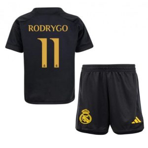 Real Madrid Fotballdrakt Rodrygo Goes #11 Tredjedrakt Barn 2023-24 Kortermet (+ Korte bukser)