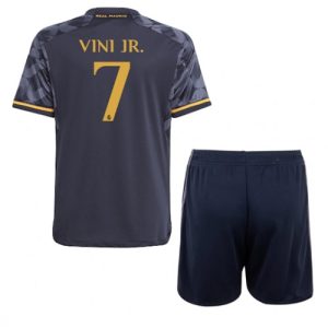 Real Madrid Fotballdrakt Vinicius Junior #7 Bortedrakt Barn 2023-24 Kortermet (+ Korte bukser)