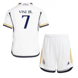 Real Madrid Fotballdrakt Vinicius Junior #7 Hjemmedrakt Barn 2023-24 Kortermet (+ Korte bukser)