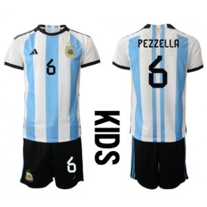 Argentina Fotballdrakt Barn German Pezzella #6 Hjemmedrakt VM 2022 Kortermet (+ Korte bukser)