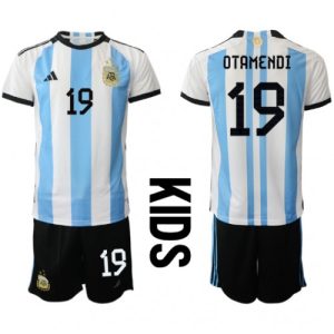 Argentina Fotballdrakt Barn Nicolas Otamendi #19 Hjemmedrakt VM 2022 Kortermet (+ Korte bukser)