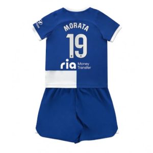 Atletico Madrid Fotballdrakt Barn Alvaro Morata #19 Bortedrakt 2023-24 Kortermet (+ Korte bukser)
