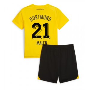 Borussia Dortmund Fotballdrakt Barn Donyell Malen #21 Hjemmedrakt 2023-24 Kortermet (+ Korte bukser)