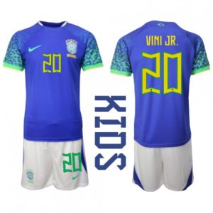 Brasil Fotballdrakt Barn Vinicius Junior #20 Bortedrakt VM 2022 Kortermet (+ Korte bukser)