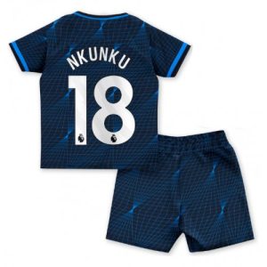 Chelsea Fotballdrakt Barn Christopher Nkunku #18 Bortedrakt 2023-24 Kortermet (+ Korte bukser)
