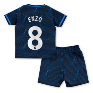 Chelsea Fotballdrakt Barn Enzo Fernandez #8 Bortedrakt 2023-24 Kortermet (+ Korte bukser)
