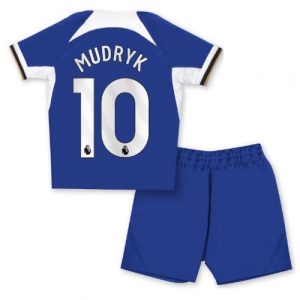Chelsea Fotballdrakt Barn Mykhailo Mudryk #10 Hjemmedrakt 2023-24 Kortermet (+ Korte bukser)