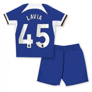 Chelsea Fotballdrakt Barn Romeo Lavia #45 Hjemmedrakt 2023-24 Kortermet (+ Korte bukser)