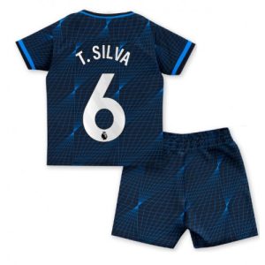 Chelsea Fotballdrakt Barn Thiago Silva #6 Bortedrakt 2023-24 Kortermet (+ Korte bukser)