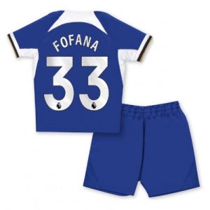 Chelsea Fotballdrakt Barn Wesley Fofana #33 Hjemmedrakt 2023-24 Kortermet (+ Korte bukser)
