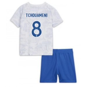 Frankrike Fotballdrakt Barn Aurelien Tchouameni #8 Bortedrakt VM 2022 Kortermet (+ Korte bukser)