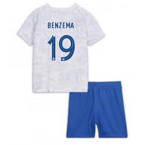 Frankrike Fotballdrakt Barn Karim Benzema #19 Bortedrakt VM 2022 Kortermet (+ Korte bukser)