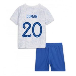 Frankrike Fotballdrakt Barn Kingsley Coman #20 Bortedrakt VM 2022 Kortermet (+ Korte bukser)