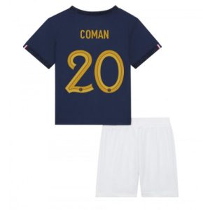 Frankrike Fotballdrakt Barn Kingsley Coman #20 Hjemmedrakt VM 2022 Kortermet (+ Korte bukser)