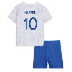 Frankrike Fotballdrakt Barn Kylian Mbappe #10 Bortedrakt VM 2022 Kortermet (+ Korte bukser)