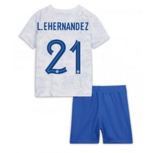 Frankrike Fotballdrakt Barn Lucas Hernandez #21 Bortedrakt VM 2022 Kortermet (+ Korte bukser)