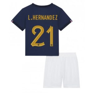 Frankrike Fotballdrakt Barn Lucas Hernandez #21 Hjemmedrakt VM 2022 Kortermet (+ Korte bukser)