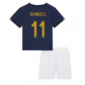 Frankrike Fotballdrakt Barn Ousmane Dembele #11 Hjemmedrakt VM 2022 Kortermet (+ Korte bukser)