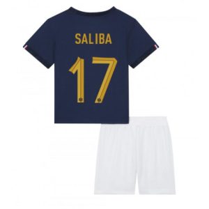 Frankrike Fotballdrakt Barn William Saliba #17 Hjemmedrakt VM 2022 Kortermet (+ Korte bukser)