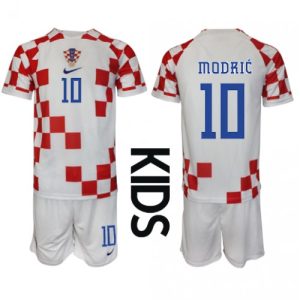 Kroatia Fotballdrakt Barn Luka Modric #10 Hjemmedrakt VM 2022 Kortermet (+ Korte bukser)