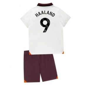 Manchester City Fotballdrakt Barn Erling Haaland #9 Bortedrakt 2023-24 Kortermet (+ Korte bukser)