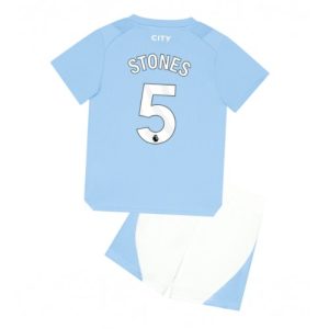 Manchester City Fotballdrakt Barn John Stones #5 Hjemmedrakt 2023-24 Kortermet (+ Korte bukser)