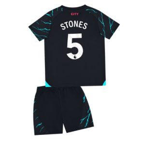 Manchester City Fotballdrakt Barn John Stones #5 Tredjedrakt 2023-24 Kortermet (+ Korte bukser)