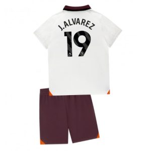 Manchester City Fotballdrakt Barn Julian Alvarez #19 Bortedrakt 2023-24 Kortermet (+ Korte bukser)