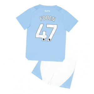 Manchester City Fotballdrakt Barn Phil Foden #47 Hjemmedrakt 2023-24 Kortermet (+ Korte bukser)
