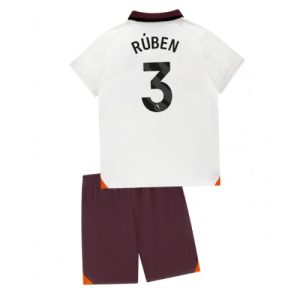 Manchester City Fotballdrakt Barn Ruben Dias #3 Bortedrakt 2023-24 Kortermet (+ Korte bukser)