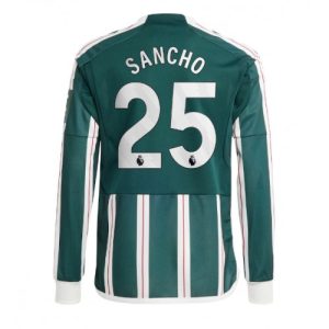 Manchester United Fotballdrakt Herre Jadon Sancho #25 Bortedrakt 2023-24 Langermet