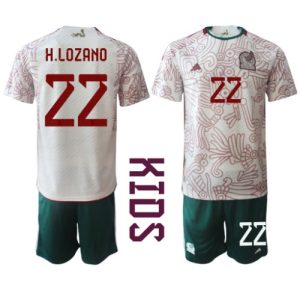 Mexico Fotballdrakt Barn Hirving Lozano #22 Bortedrakt VM 2022 Kortermet (+ Korte bukser)