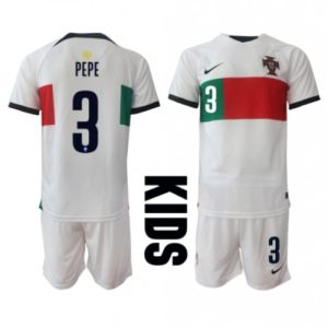 Portugal Fotballdrakt Barn Pepe #3 Bortedrakt VM 2022 Kortermet (+ Korte bukser)
