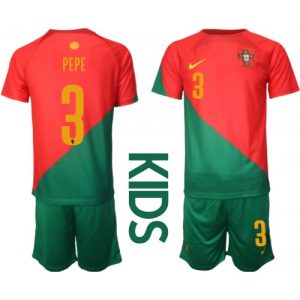 Portugal Fotballdrakt Barn Pepe #3 Hjemmedrakt VM 2022 Kortermet (+ Korte bukser)