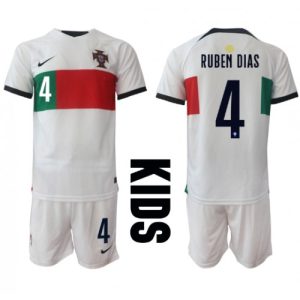 Portugal Fotballdrakt Barn Ruben Dias #4 Bortedrakt VM 2022 Kortermet (+ Korte bukser)