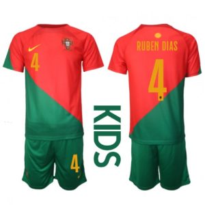 Portugal Fotballdrakt Barn Ruben Dias #4 Hjemmedrakt VM 2022 Kortermet (+ Korte bukser)