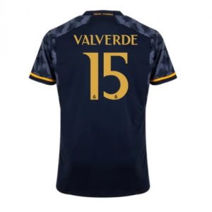 Real Madrid Fotballdrakt Herre Federico Valverde #15 Bortedrakt 2023-24 Kortermet