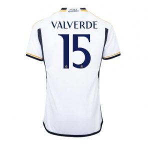 Real Madrid Fotballdrakt Herre Federico Valverde #15 Hjemmedrakt 2023-24 Kortermet