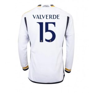 Real Madrid Fotballdrakt Herre Federico Valverde #15 Hjemmedrakt 2023-24 Langermet