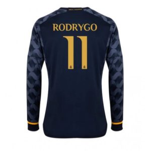 Real Madrid Fotballdrakt Herre Rodrygo Goes #11 Bortedrakt 2023-24 Langermet