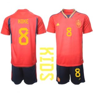 Spania Fotballdrakt Barn Koke #8 Hjemmedrakt VM 2022 Kortermet (+ Korte bukser)